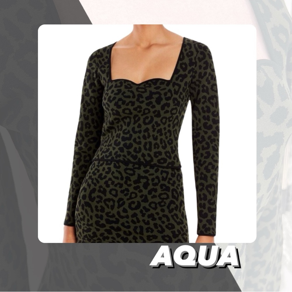 NWT Aqua Animal Print Jacquard Sweater